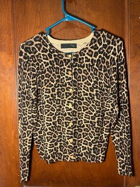 Zara Leopard Print Button-Front Cardigan - Brown & Black